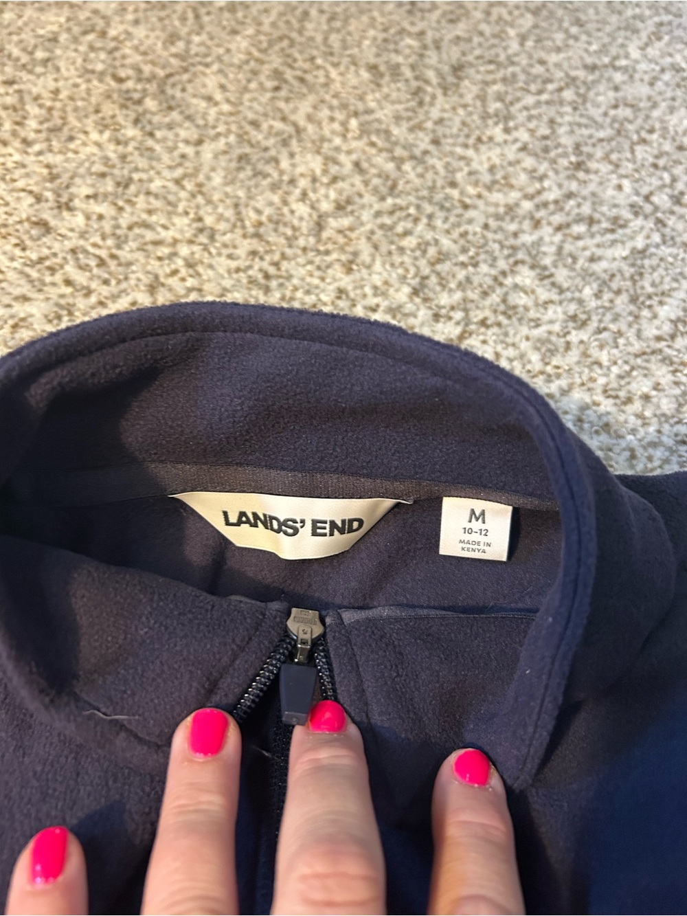 Lands' End Navy Fleece Zip-Front Vest - Picture 2 of 3